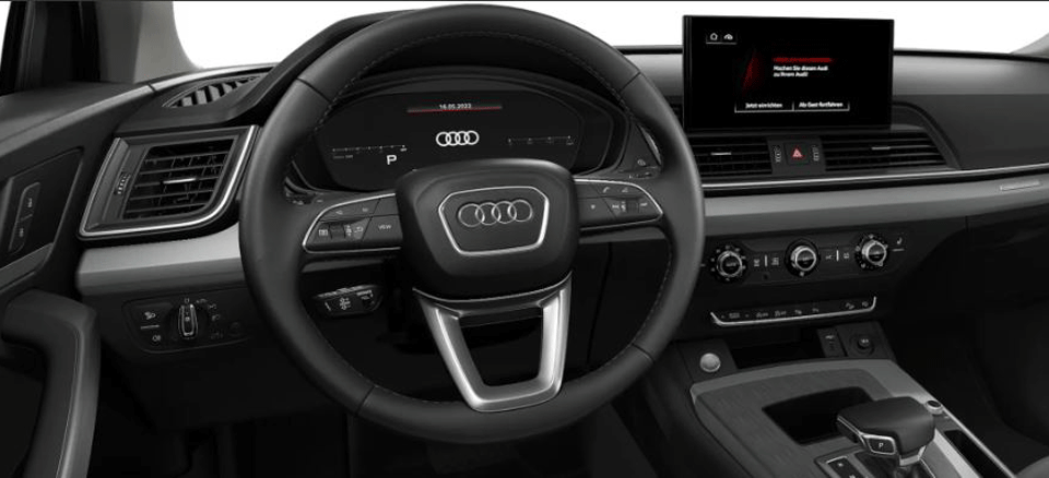 Eher sachlich präsentiert sich der Audi Q5-Innenraum. Statt mit Dekors haben wir das SUV lieber mit Technik vollgepackt. Bild: Audi-Konfigurator