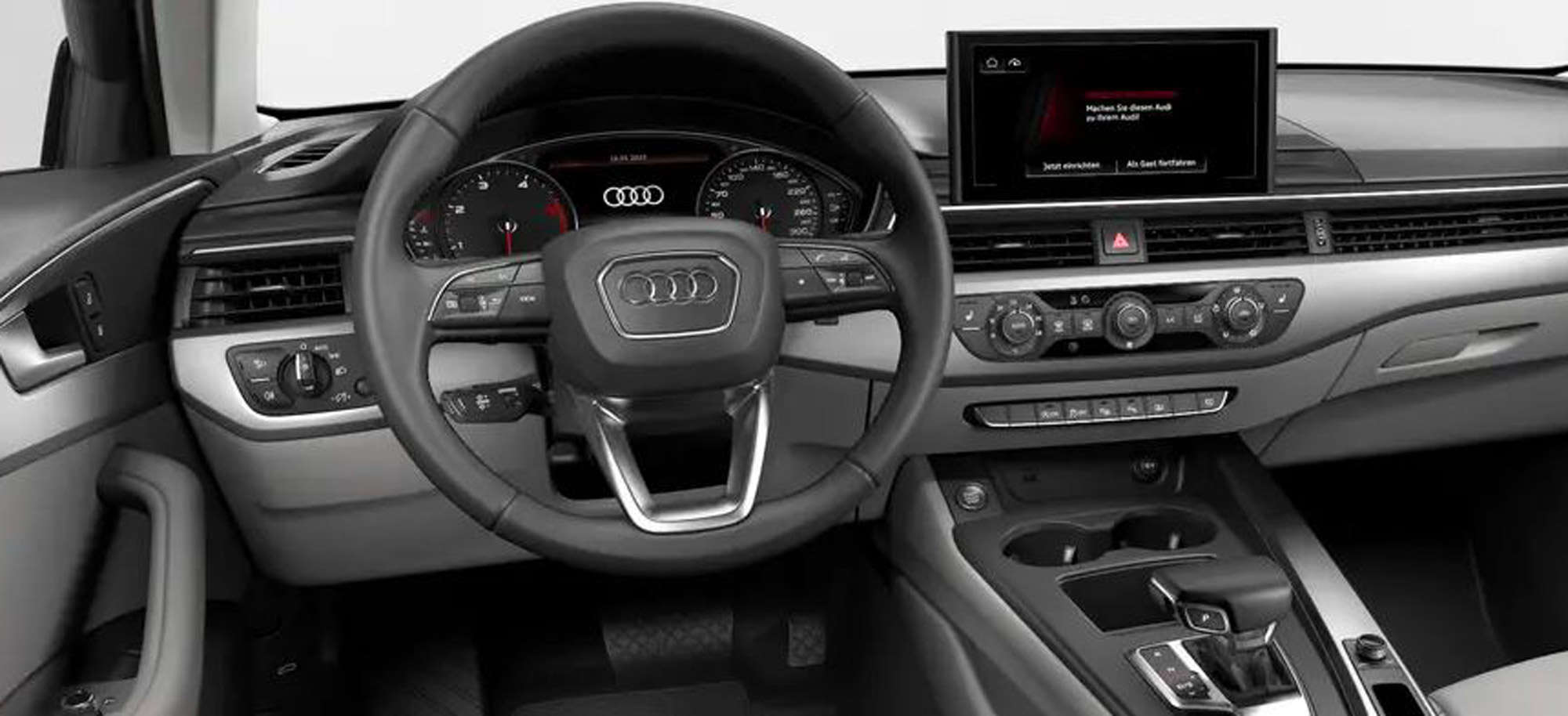 Veredelt mit einer "Leder/Kunstleder mono.pur 550"-Kombination, doch nicht weniger beachtlich in den technischen Fähigkeiten: Neben dem Parkassistenten und der MMI Navigation haben wir unseren A4 mit noch einigen weiteren Technik-Extras versorgt. - Kombination Bild: Audi-Konfigurator