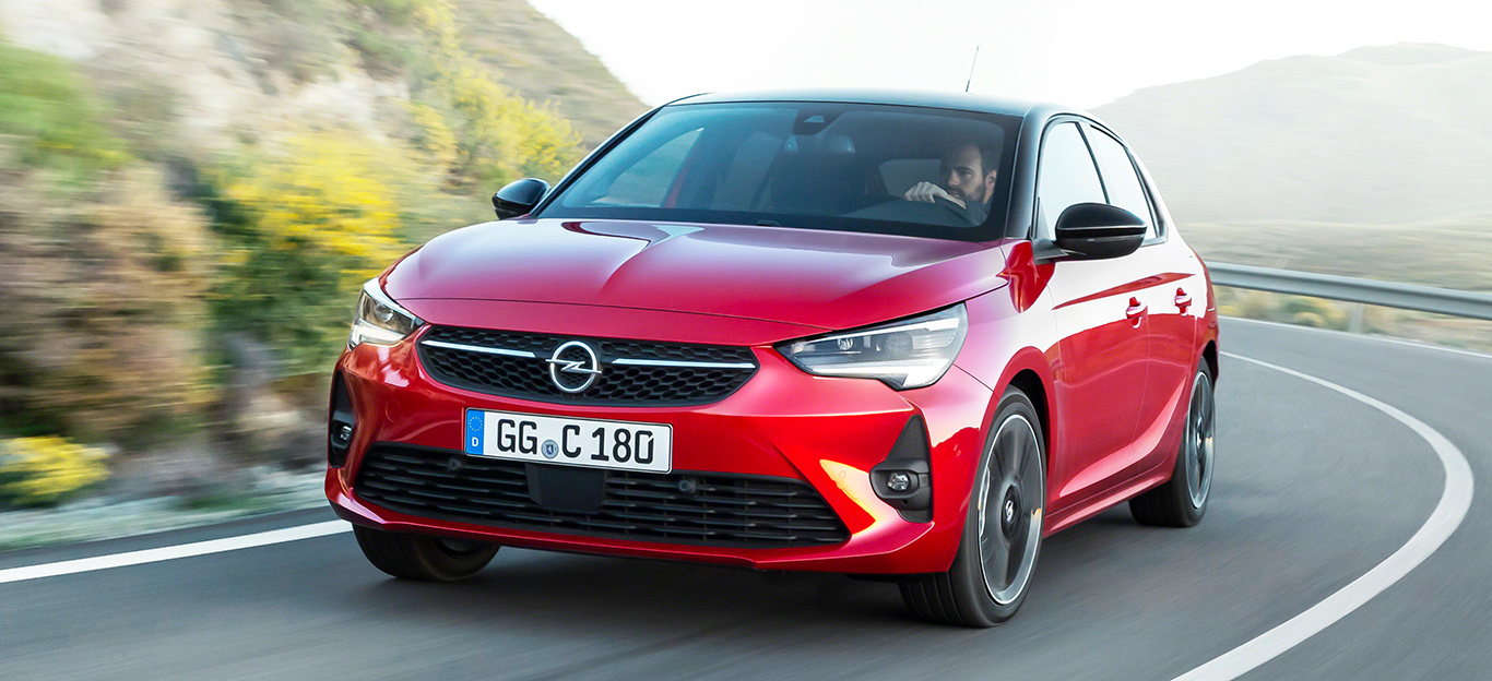 Opel Corsa F, Frontansicht, rot, fahrend